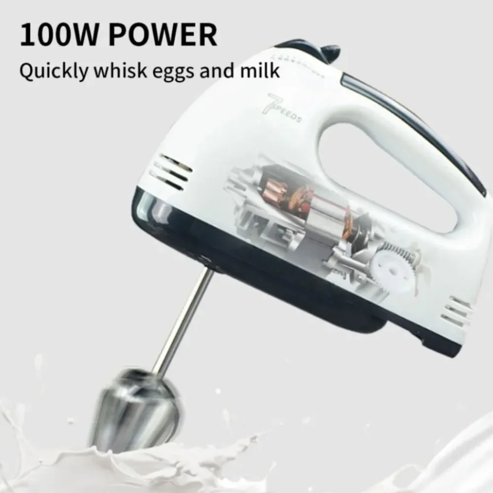 7 Speeds Super Hand Mixer Electric Egg Beater Handheld Blender White